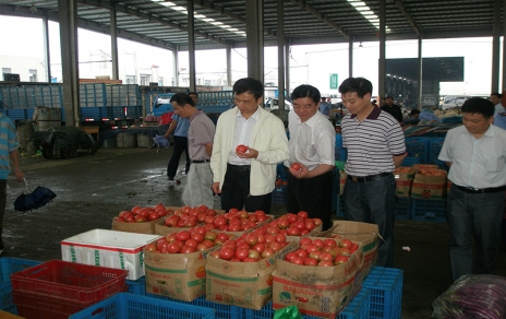 2011年6月黄冈市委常委、市当局常务副市长蒋唯民一行莅临蔬菜市场视察菜篮子供给工作